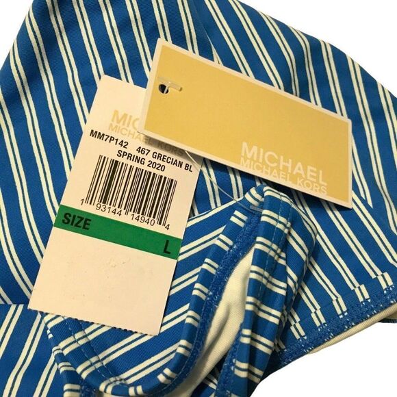 Michael Michael Kors Blue & White Stripes Classic Bikini Bottom Sz  Large NEW - Picture 4 of 7